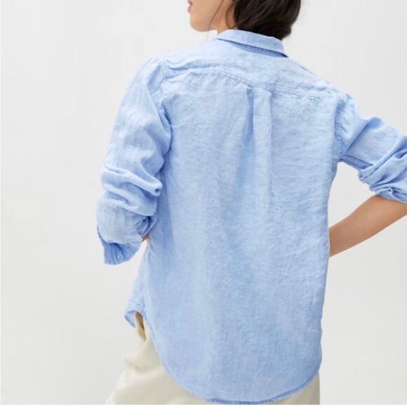 Everlane The Linen Relaxed Shirt Long Sleeve Classic Coastal Button Down Shirt 2 - Picture 3 of 11